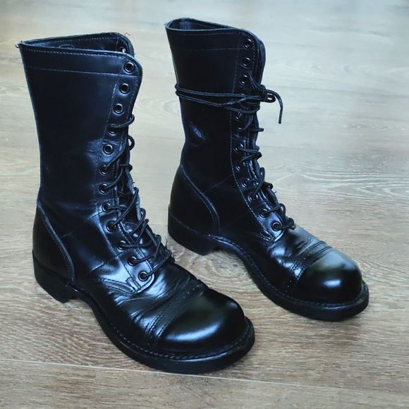 Corcoran Shoes - REAL Army Parachute Boot, Black Leather lace up boot, moto boots, combat boots